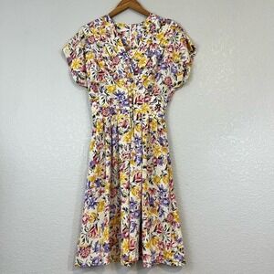 Vtg Kathie Lee Dress Womens 4 Spring Floral Cottage Retro Pockets Feminine